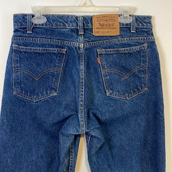 90s Levis Jeans Orange Tab VTG 505 34 Dark Blue Straight Denim 1996 Americana - Picture 3 of 16
